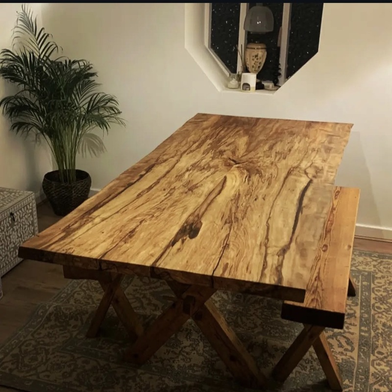 spalted beech bookmatched dining table